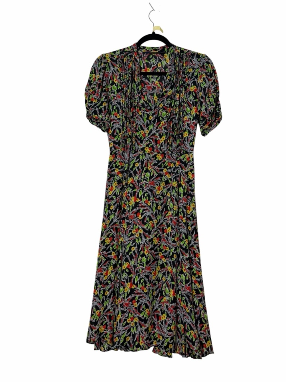 Polo Ralph Lauren Floral Dress Black Puff Sleeve Mini Women’s Size 2 - Picture 3 of 8